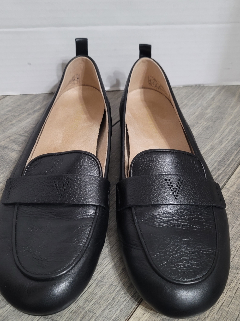Vionic Black Leather Women's Tessa Loafers - Slip-On Comfort Classic Flats Sz9.5